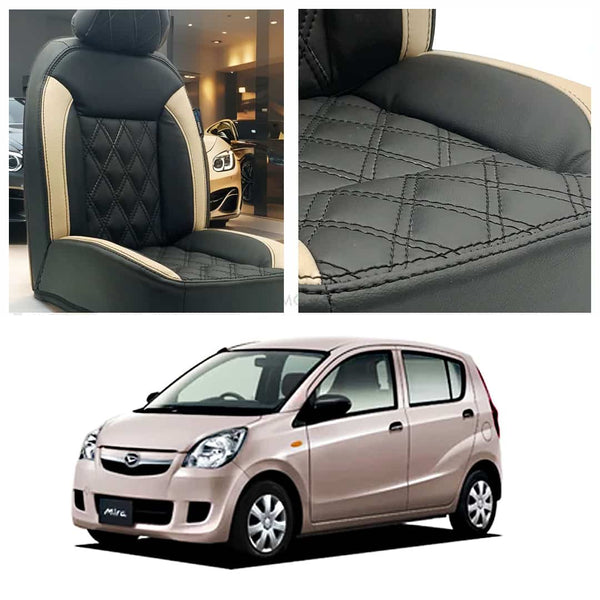 Daihatsu Mira Diamond Cut Black Beige Seat Covers