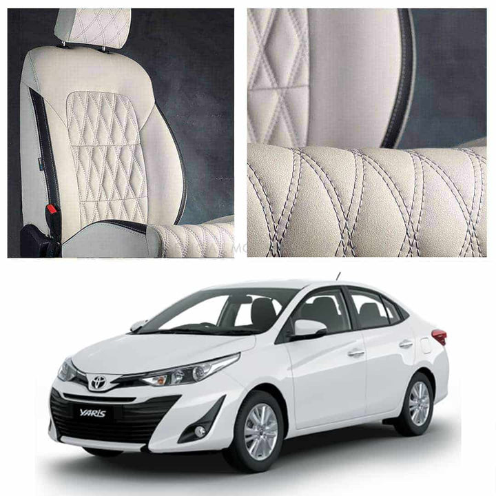 Toyota Yaris Diamond Cut Beige Black Seat Covers - Model 2020-2021