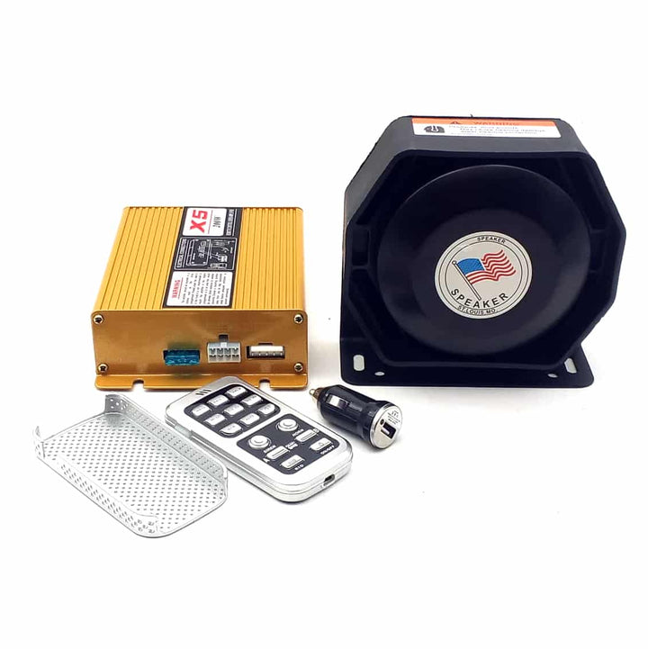 200W High Quality Magnetic Flat Speaker with Amp & Wireless MIC – Siren System