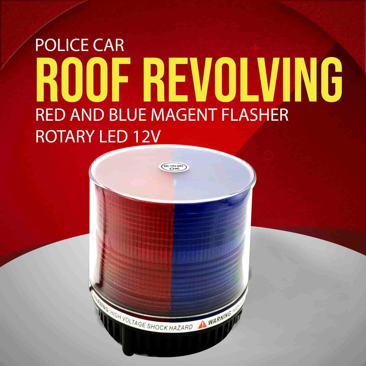 Police Car Roof Revolving Magnet Flasher LED 12V 10.5x11.5cm Red Blue