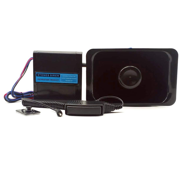 Loud Electric Police Siren 6 Sounds Horn with Mic 100W