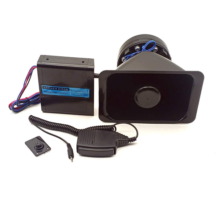 Loud Electric Police Siren 6 Sounds Horn with Mic 100W