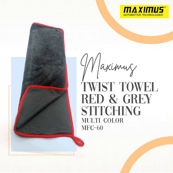 Maximus Twist Towel Red & Grey Stitching 40*60 cm MFC-60 600 GSM