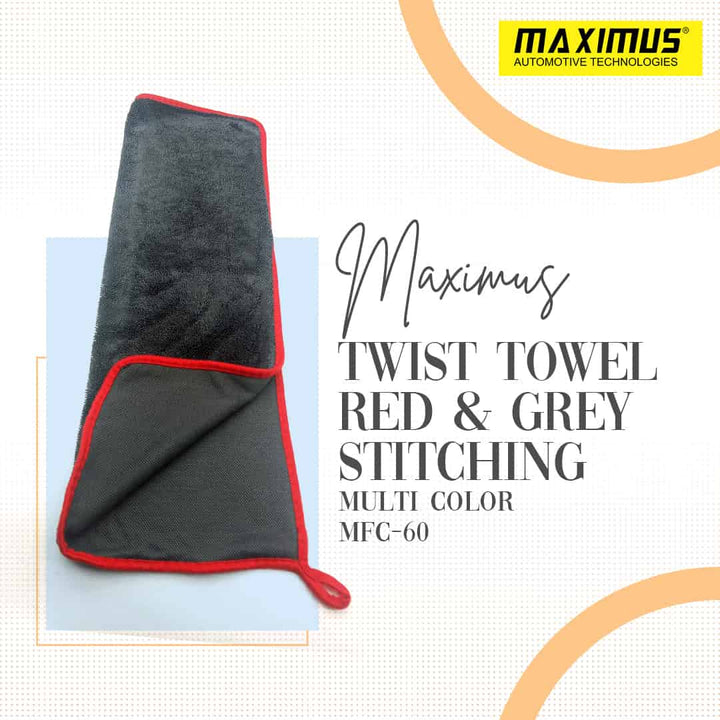 Maximus Twist Towel Red & Grey Stitching 40*60 cm MFC-60 600 GSM