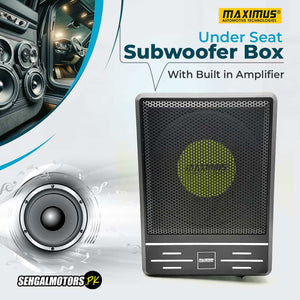 Maximus Under Seat Subwoofer Box With Built in Amplifier - Compact Active Bass Woofer for Cars