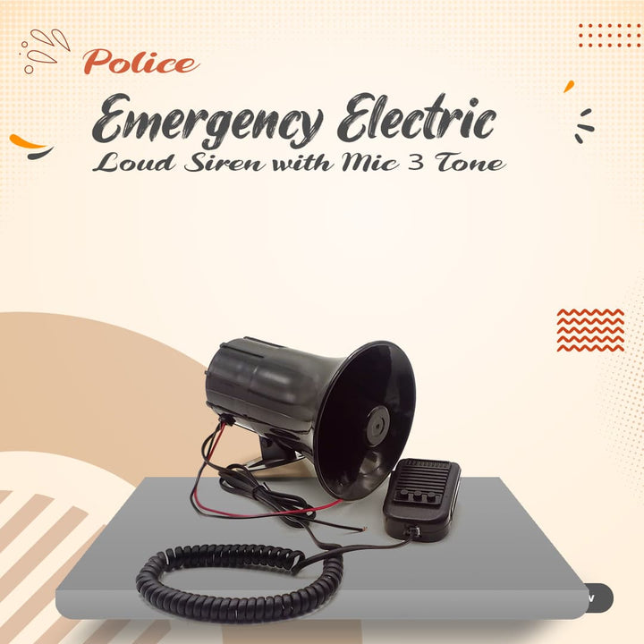 Police Emergency Electric Loud Siren with Mic 3 Tone