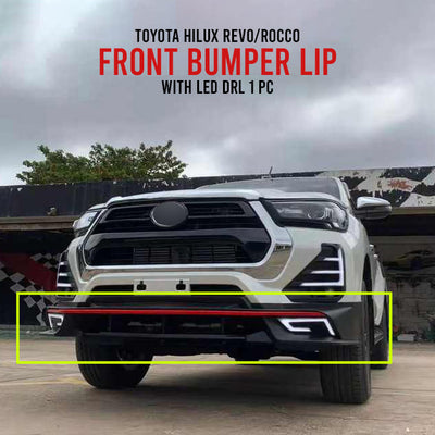 Toyota Hilux Revo/Rocco Front Bumper Lip With LED DRL 1 Pc  2022-2024