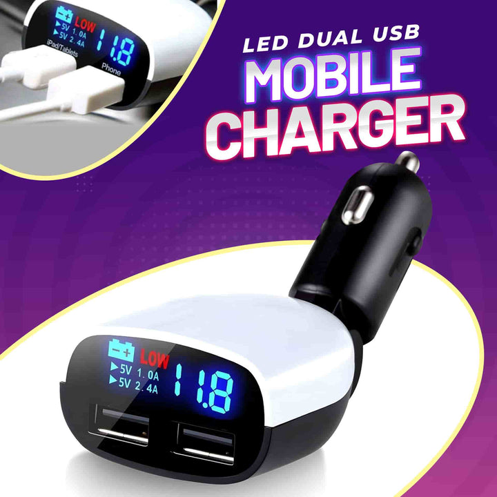 LED Dual USB Mobile Car Mobile Charger - 3.4 A