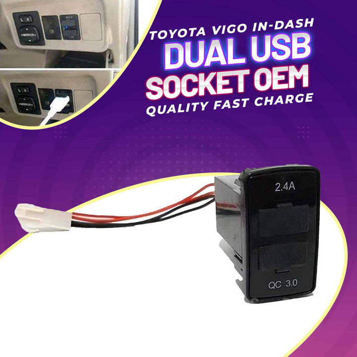 Toyota Vigo In-Dash Dual USB Socket OEM Quality For Mobile Fast Charge