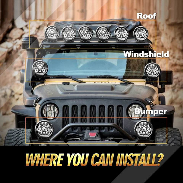 Jeep Fog Lamps Bumper Light Black Large Pair