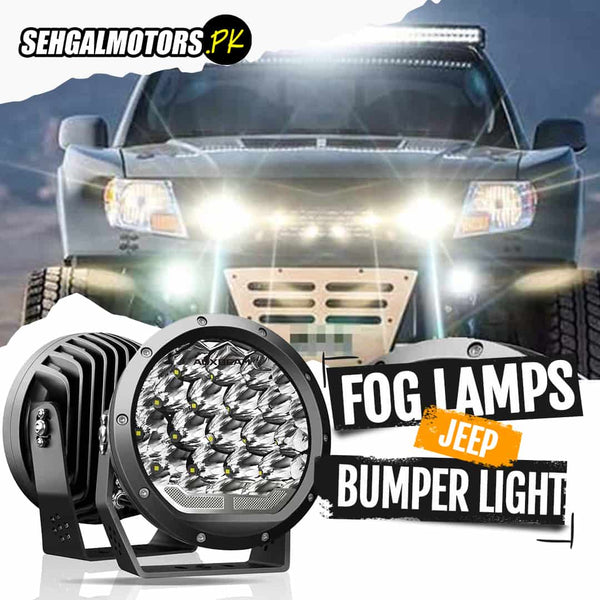 Jeep Fog Lamps Bumper Light Black Large Pair