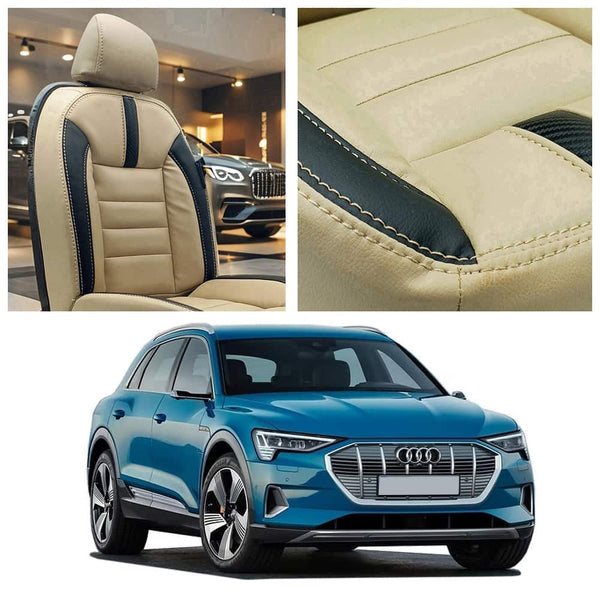 Audi E Tron Hockey Design Beige Black Seat Covers