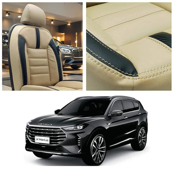 Jetour X70 Plus Hockey Design Beige Black Seat Covers 2025-2026