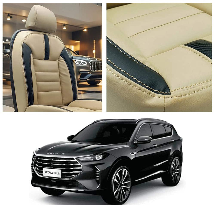 Jetour X70 Plus Hockey Design Beige Black Seat Covers 2025-2026