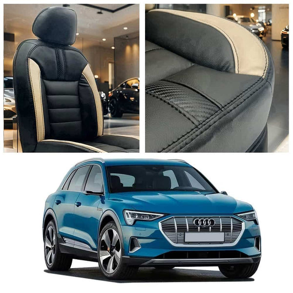 Audi E Tron Hockey Design Black Beige Seat Covers