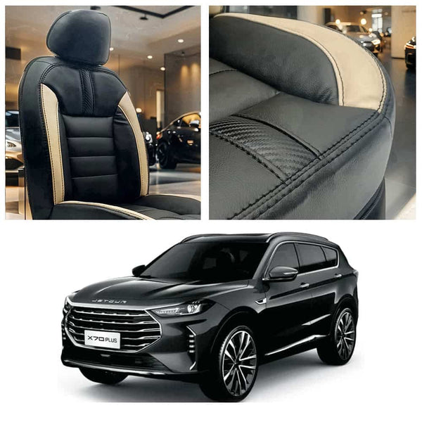 Jetour X70 Plus Hockey Design Black Beige Seat Covers 2025-2026