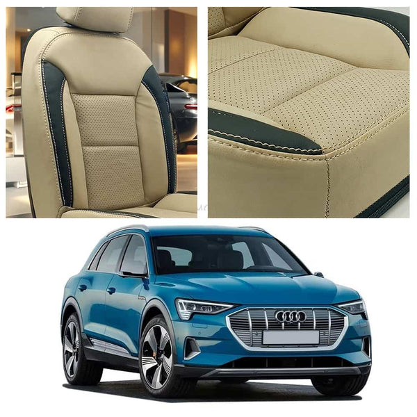 Audi E Tron Breathable Beige Black Seat Covers