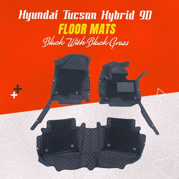 Buy Hyundai Tucson Hybrid 9D Floor Mats - Black With Black Grass