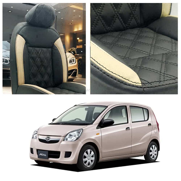 Daihatsu Mira Diamond Cut Black Beige Seat Covers