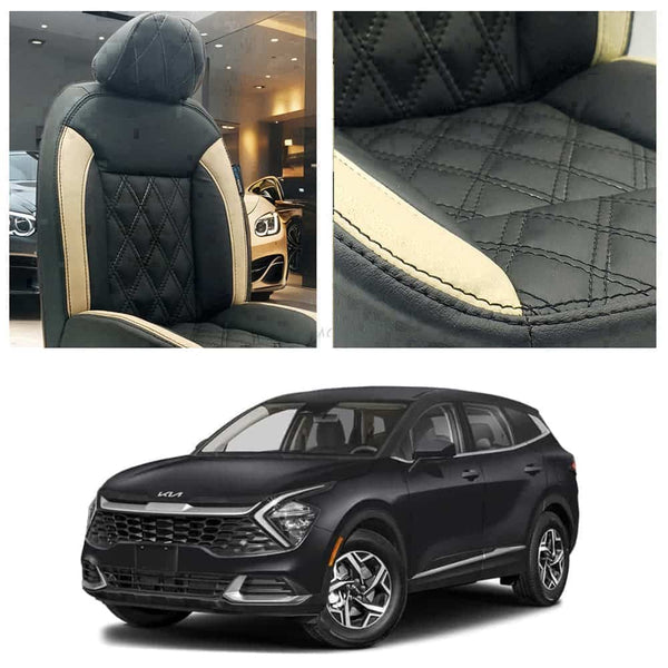 KIA Sportage HEV Diamond Cut Black Beige Seat Covers