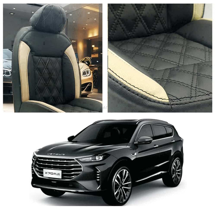Jetour X70 Plus Diamond Cut Black Beige Seat Covers 2025-2026