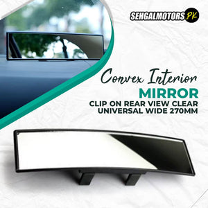 Convex Interior Clip on Rear View Clear Mirror Universal Wide 270mm