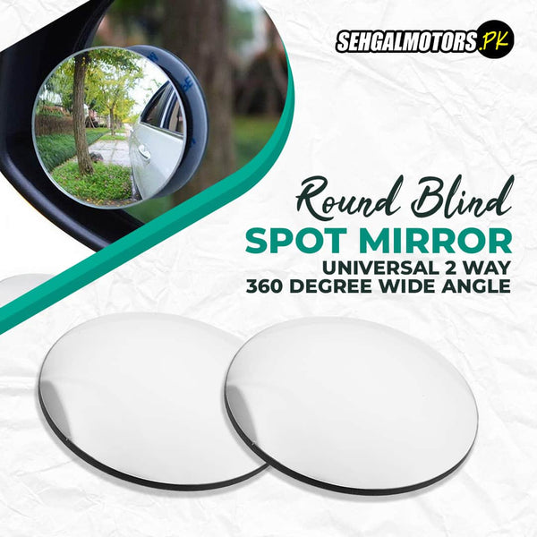Universal 2 Way 360 Degree Wide Angle Round Blind Spot Mirror - Pair