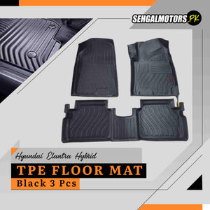 Hyundai Elantra Hybrid TPE Floor Mats Black 3 Pcs 2025 - 2026