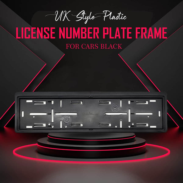 UK Style Plastic License Number Plate Frame For Cars Black - Each