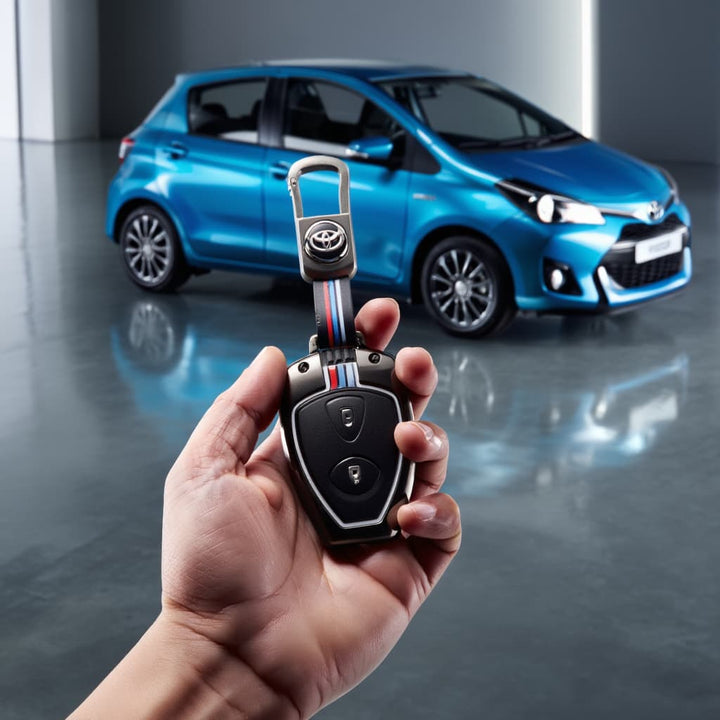 Toyota Vitz Metal Key Shell with PVC Silicone Key Cover 2 Buttons