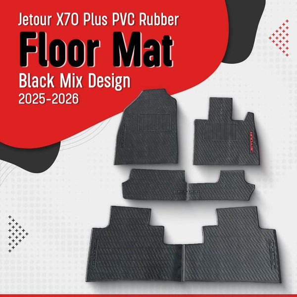 Jetour X70 Plus PVC Rubber Floor Mat Black Mix Design 4 Pcs 2025-2026