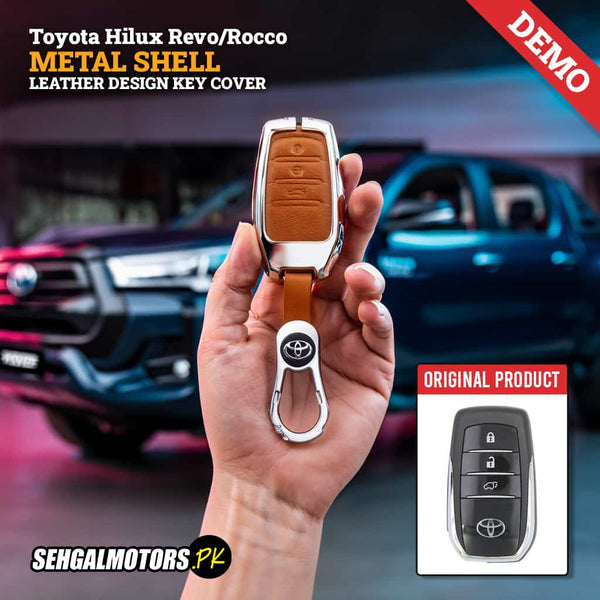 Toyota Hilux Revo/Rocco Metal Key Case Cover Silver with Orange