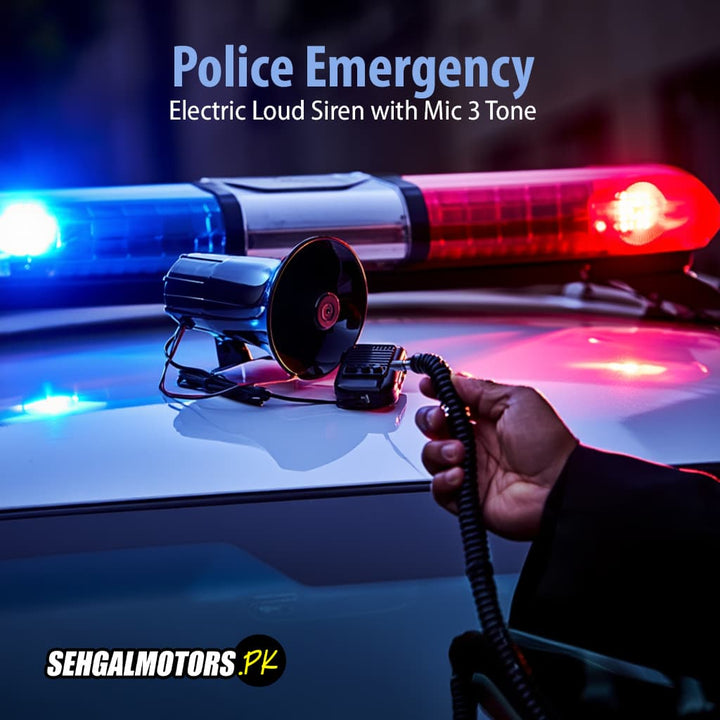 Police Emergency Electric Loud Siren with Mic 3 Tone