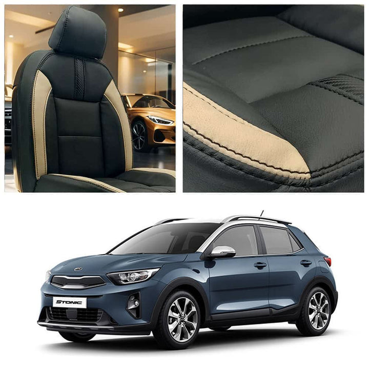 Kia Stonic Type R Black Beige Seat Covers