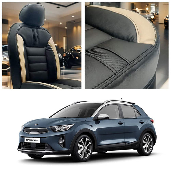 Kia Stonic Hockey Design Black Beige Seat Covers