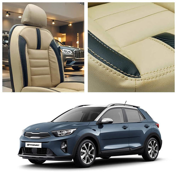 Kia Stonic Hockey Design Beige Black Seat Covers