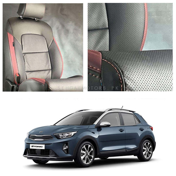 Kia Stonic Breathable Black Red Seat Covers