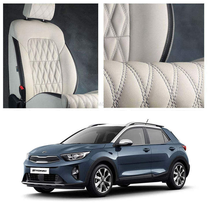 Kia Stonic Diamond Cut Beige Black Seat Covers