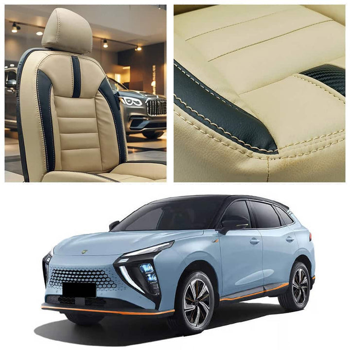 Forthing Friday Hockey Design Beige Black Seat Covers