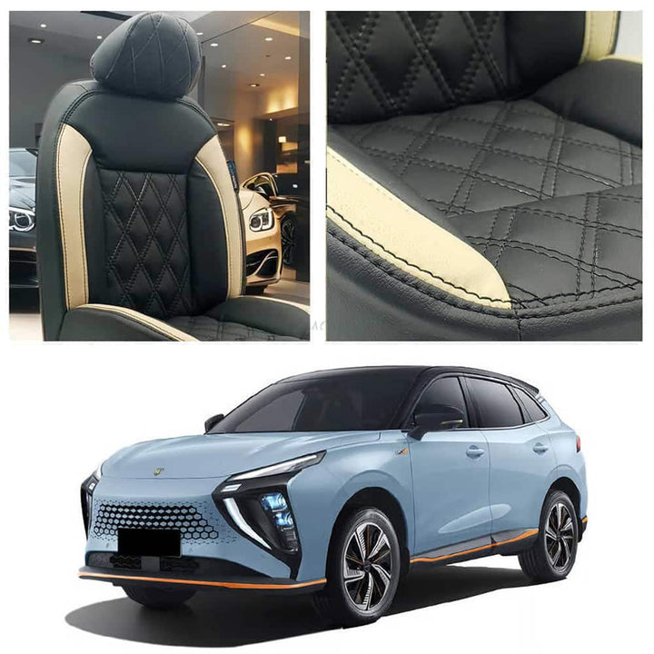 Forthing Friday Diamond Cut Black Beige Seat Covers