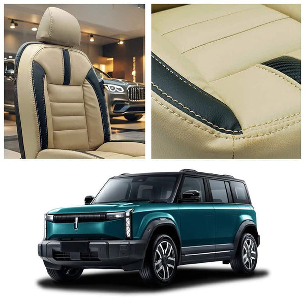 Jaecoo J6 Hockey Design Beige Black Seat Covers