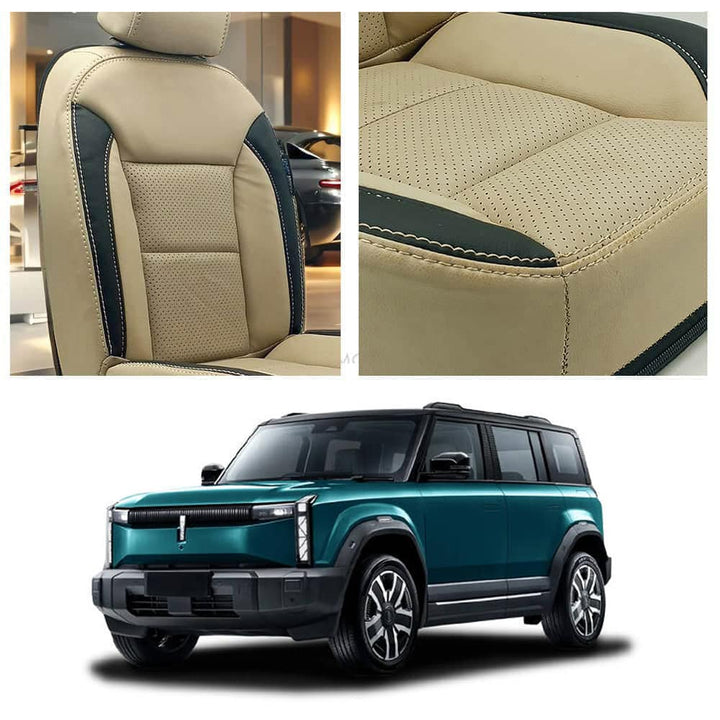 Jaecoo J6 Breathable Beige Black Seat Covers