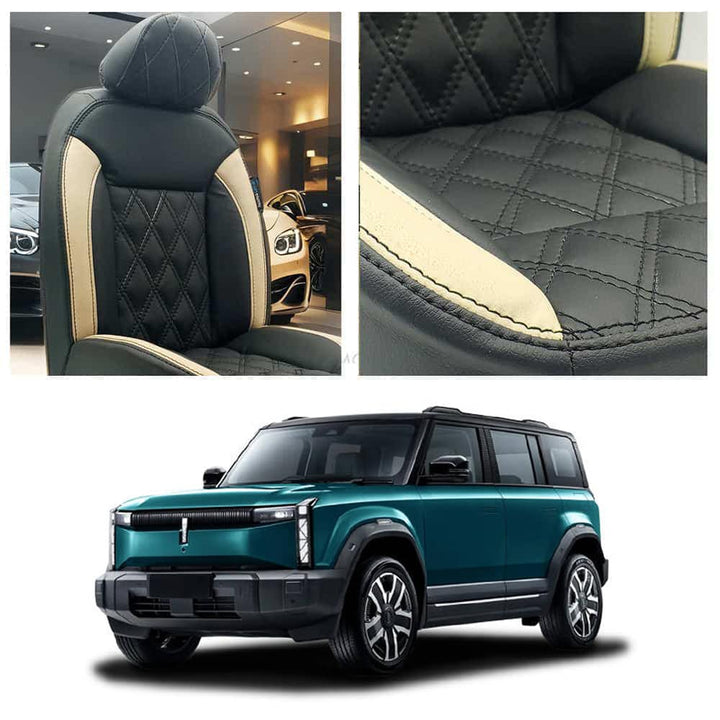 Jaecoo J6 Diamond Cut Black Beige Seat Covers