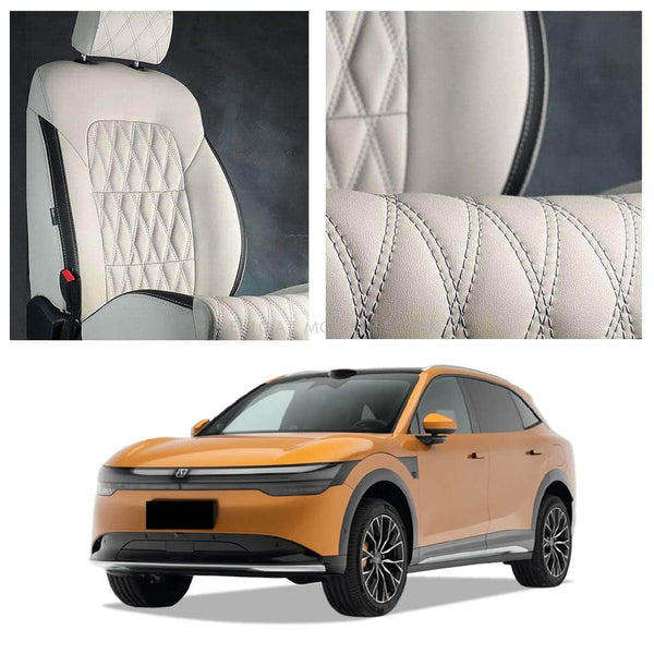 Zeekr 7X Diamond Cut Beige Black Seat Covers
