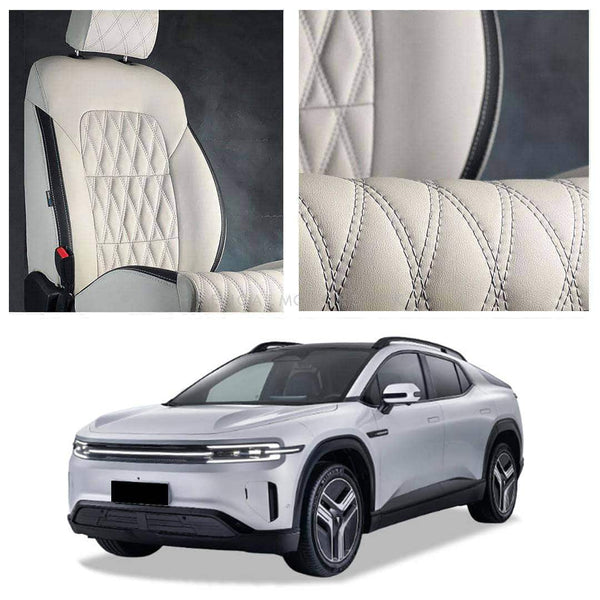 Deepal E07 Diamond Cut Beige Black Seat Covers