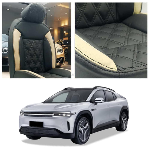 Deepal E07 Diamond Cut Black Beige Seat Covers