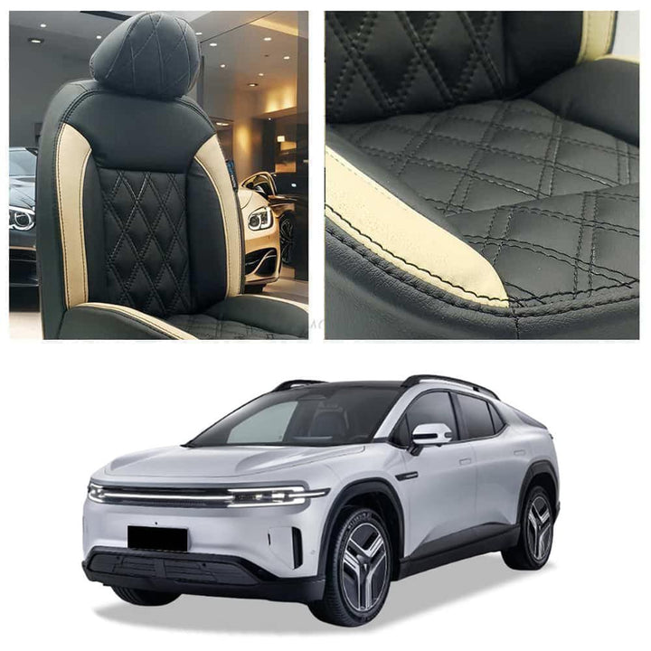 Deepal E07 Diamond Cut Black Beige Seat Covers