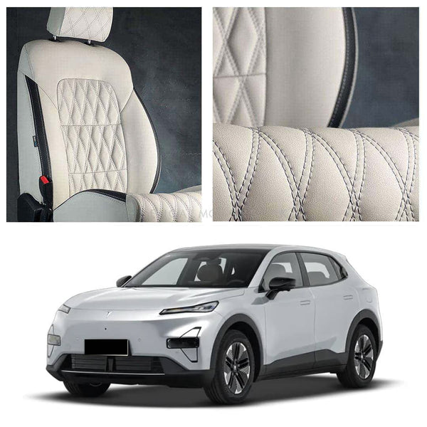 Deepal S05 Diamond Cut Beige Black Seat Covers