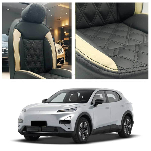 Deepal S05 Diamond Cut Black Beige Seat Covers