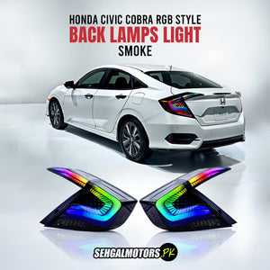 Honda Civic Cobra RGB Style Lava Back Lamps Light Smoke White 2016 - 2021